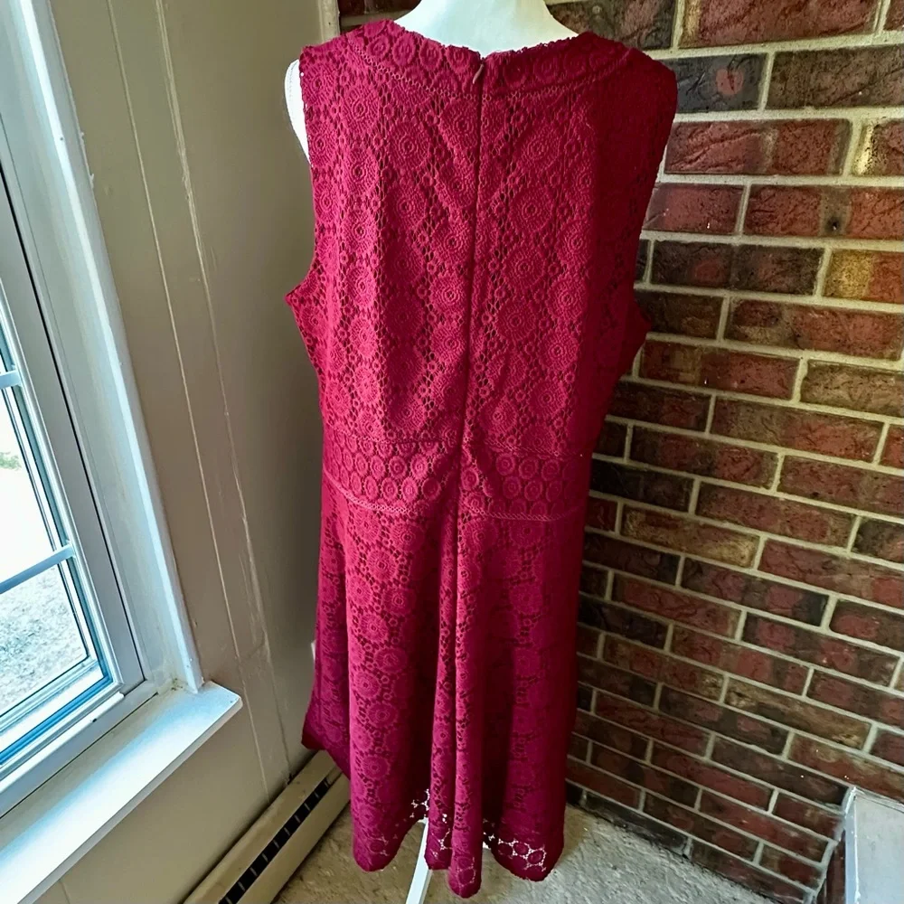 Charter Club Burgundy Lace Midi Dress Crochet Lace Flowers Boho Chic Witchy Vibe